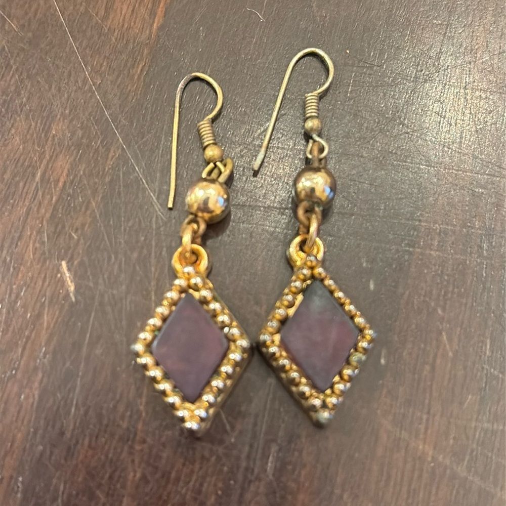 Vintage dangle black diamond earrings